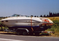 A SeaRay on its way home from Barcelona,Spain to Dublin,Ireland