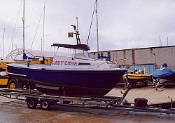 Safely delivered and launched into the water at Poole, Dorset. 