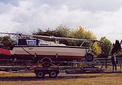 'Rolo' winched up onto the trailer in a field in Northamptonshire and 'Piggybacked' to the Isle of Wight